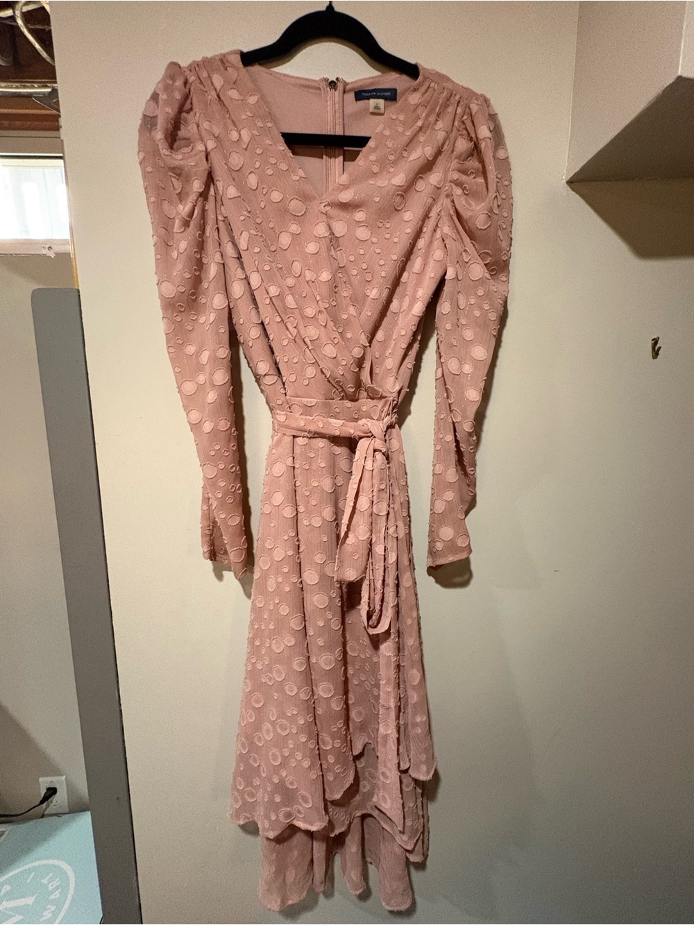 Tommy Hilfiger Pink Polka Wrap Dress with Tie Waist